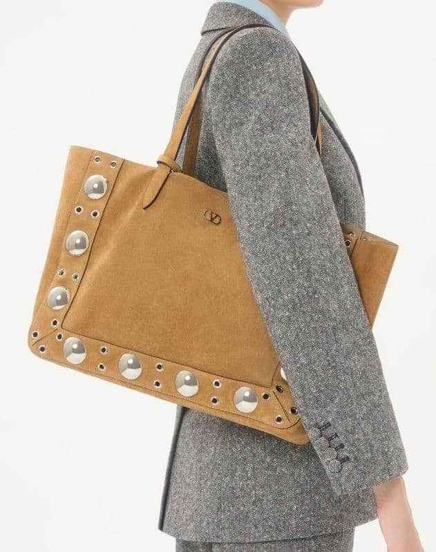 Valentino Garavani Medium Nellcôte Suede Shopping Bag