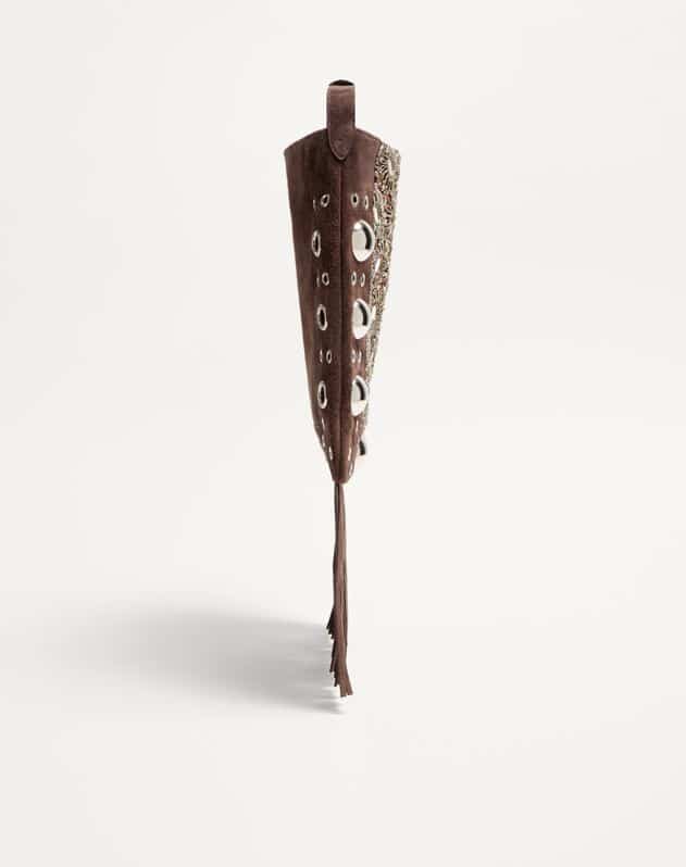 Valentino Garavani Nellcôte Embroidered Shoulder Bag With Fringes