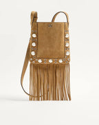 Valentino Garavani Nellcôte Small Shoulder Bag In Suede With Fringes