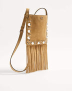 Valentino Garavani Nellcôte Small Shoulder Bag In Suede With Fringes