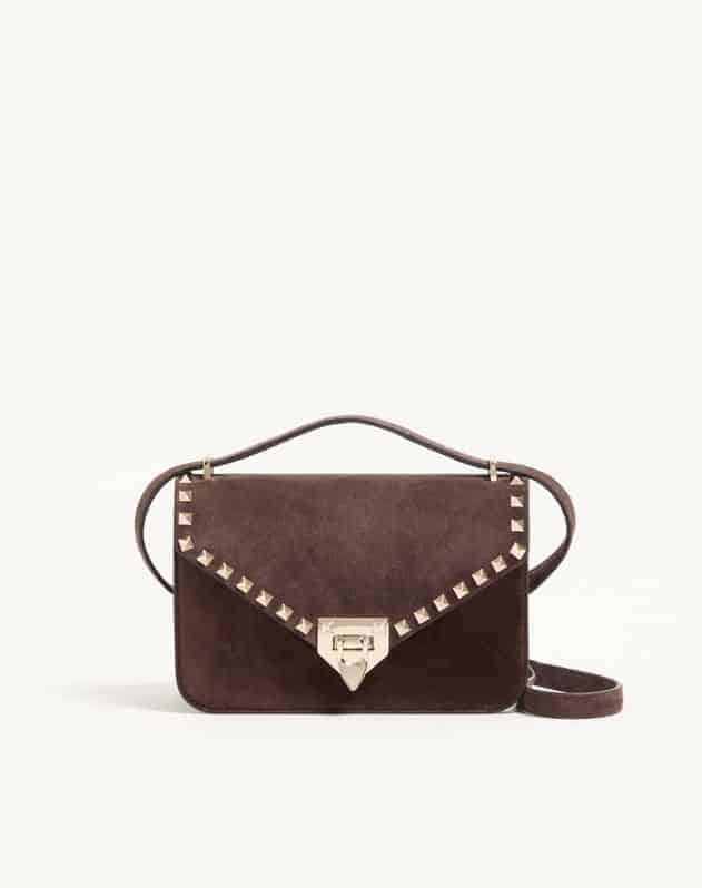 Valentino Garavani Rockstud Small Shoulder Bag In Suede