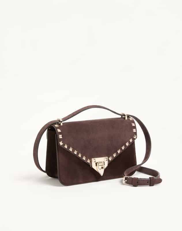 Valentino Garavani Rockstud Small Shoulder Bag In Suede