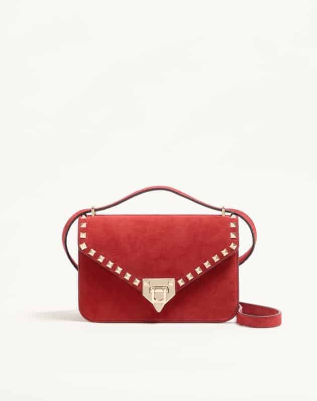 Valentino Garavani Rockstud Small Shoulder Bag In Suede