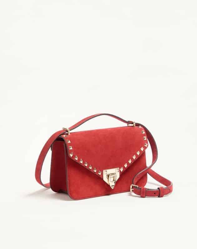 Valentino Garavani Rockstud Small Shoulder Bag In Suede