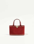 Rockstud mini suede shopping bag