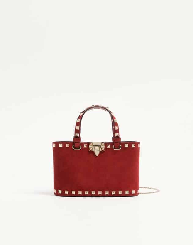 Rockstud mini suede shopping bag