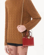 Rockstud mini suede shopping bag