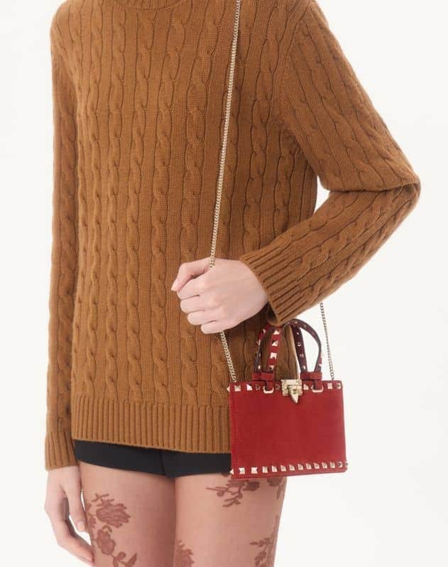 Rockstud mini suede shopping bag
