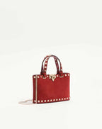 Rockstud mini suede shopping bag