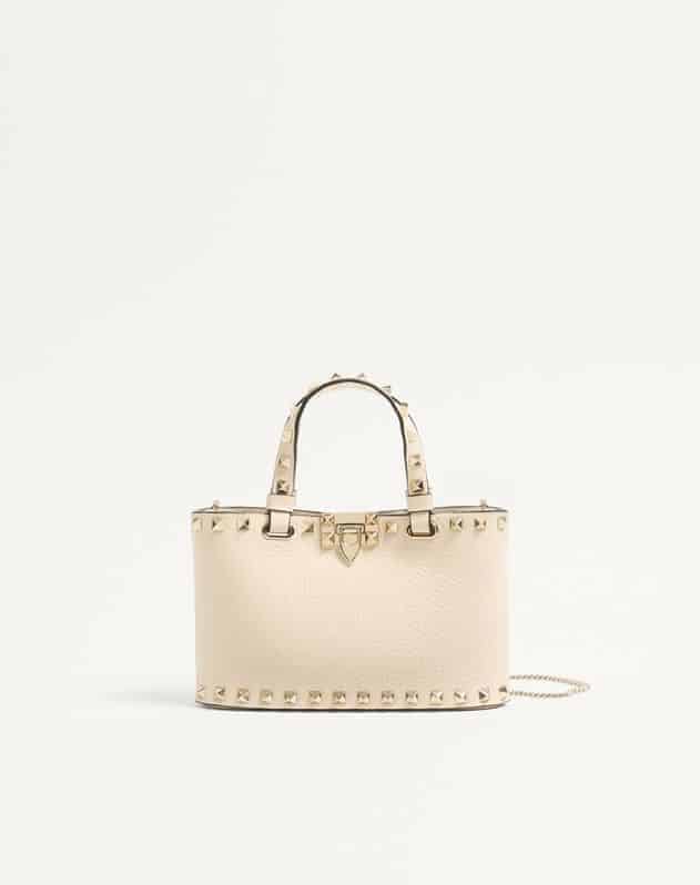Rockstud Mini Shopping Bag In Grainy Calfskin