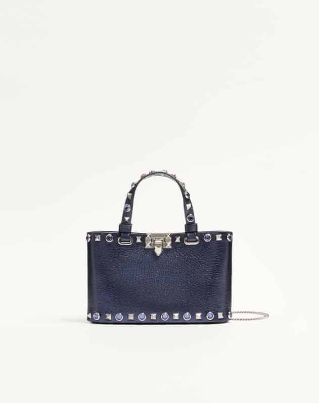 Valentino Garavani Rockstud Mini Shopping Bag In Laminated Calfskin