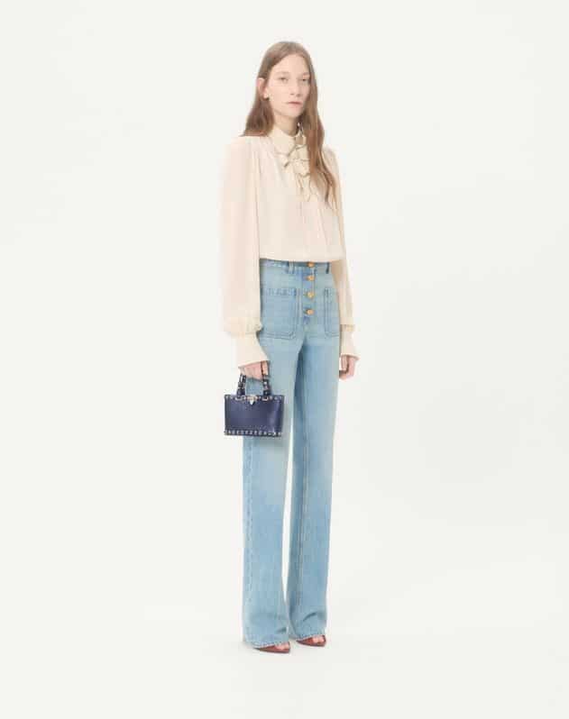 Valentino Garavani Rockstud Mini Shopping Bag In Laminated Calfskin