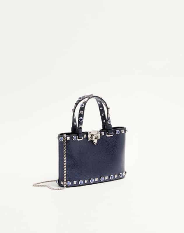 Valentino Garavani Rockstud Mini Shopping Bag In Laminated Calfskin