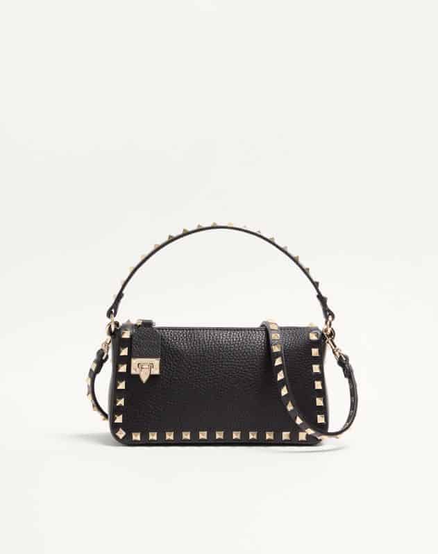 Small Rockstud Grainy Calfskin Crossbody Bag