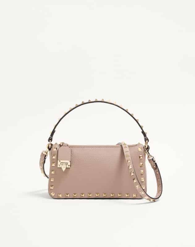 Small Rockstud Grainy Calfskin Crossbody Bag