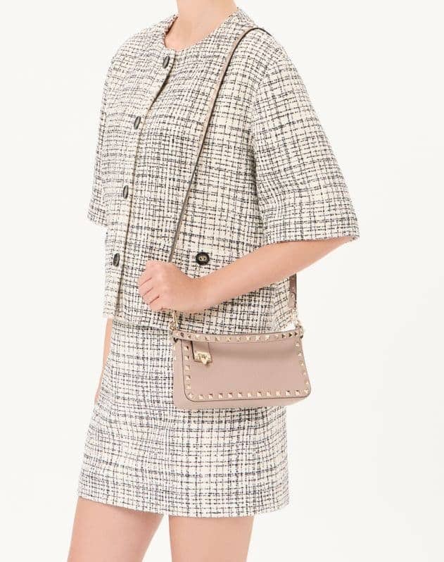 Small Rockstud Grainy Calfskin Crossbody Bag