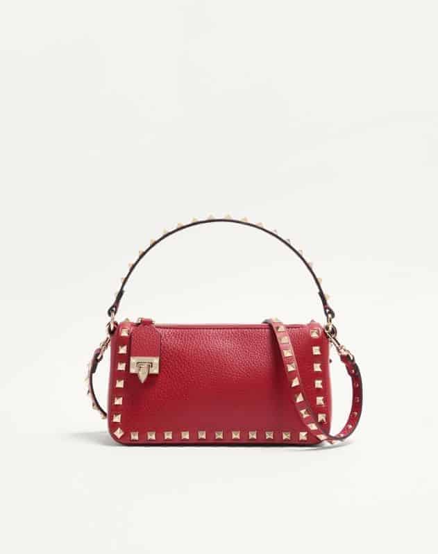 Small Rockstud Grainy Calfskin Crossbody Bag