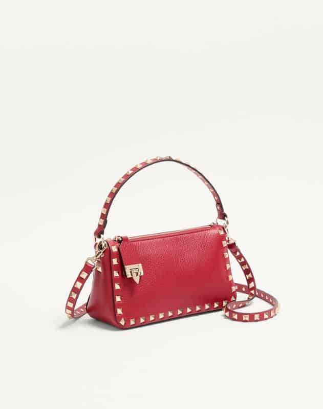 Small Rockstud Grainy Calfskin Crossbody Bag