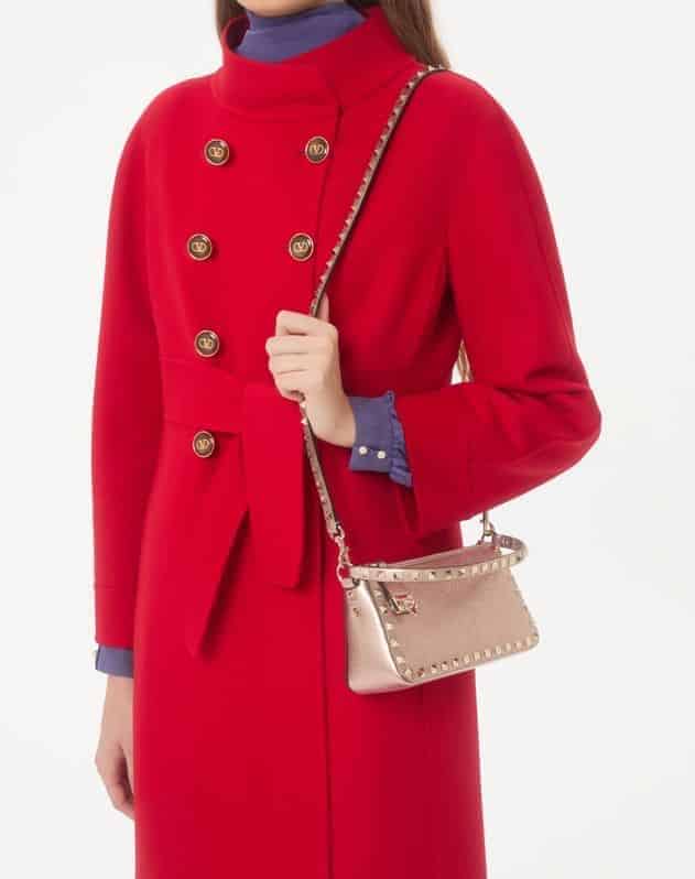 Valentino Garavani Rockstud Small Crossbody Bag In Laminated Grainy Calfskin Leather