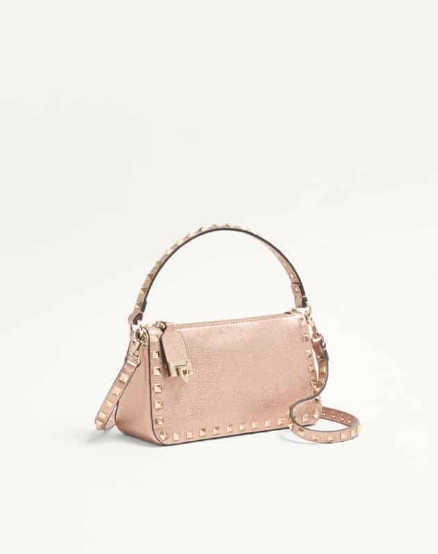 Valentino Garavani Rockstud Small Crossbody Bag In Laminated Grainy Calfskin Leather