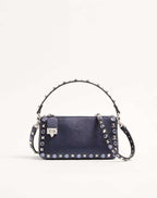 Valentino Garavani Rockstud Small Shoulder Bag In Laminated Calfskin With Cabochon Stones