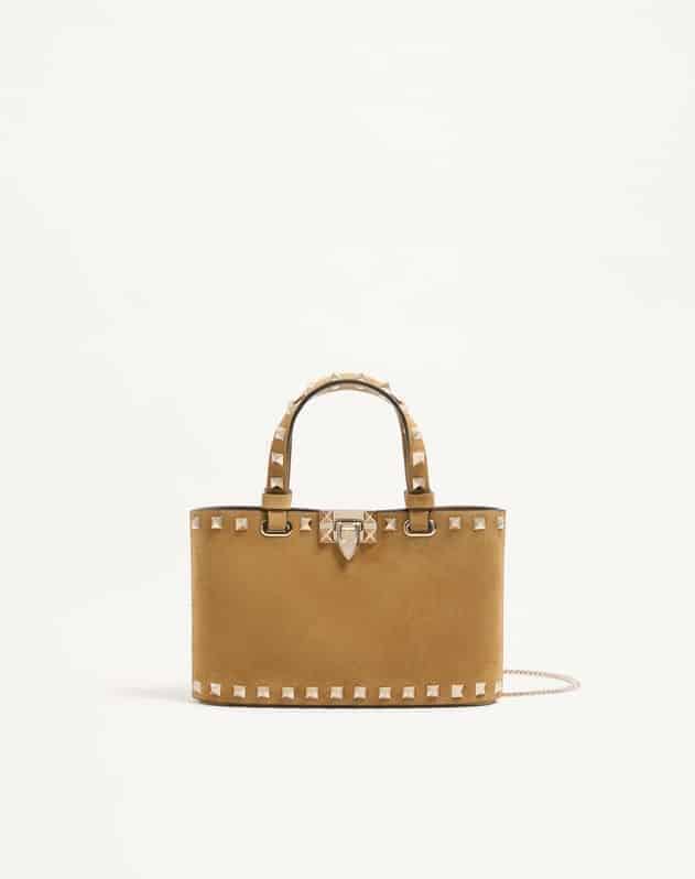 Rockstud mini suede shopping bag
