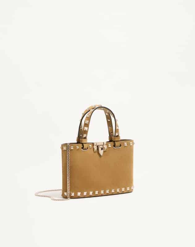 Rockstud mini suede shopping bag