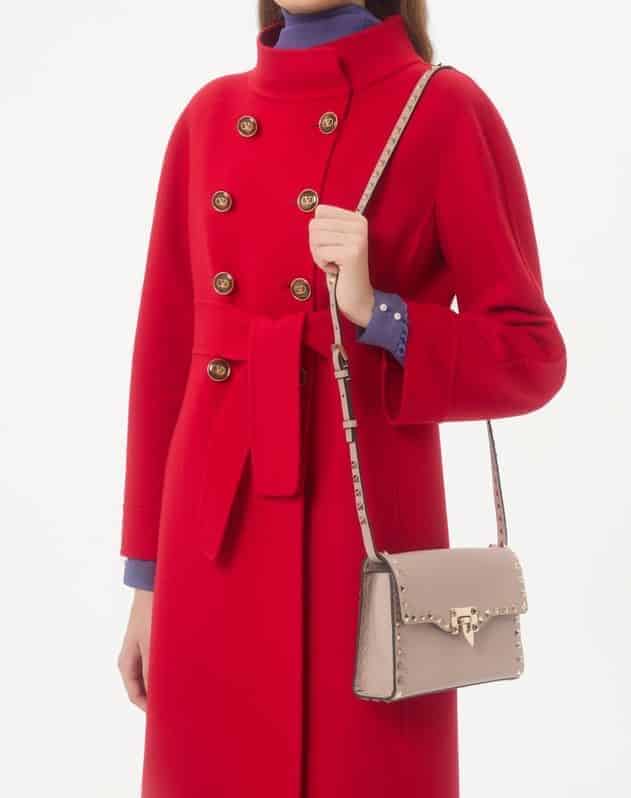 Small Rockstud Grainy Calfskin Crossbody Bag