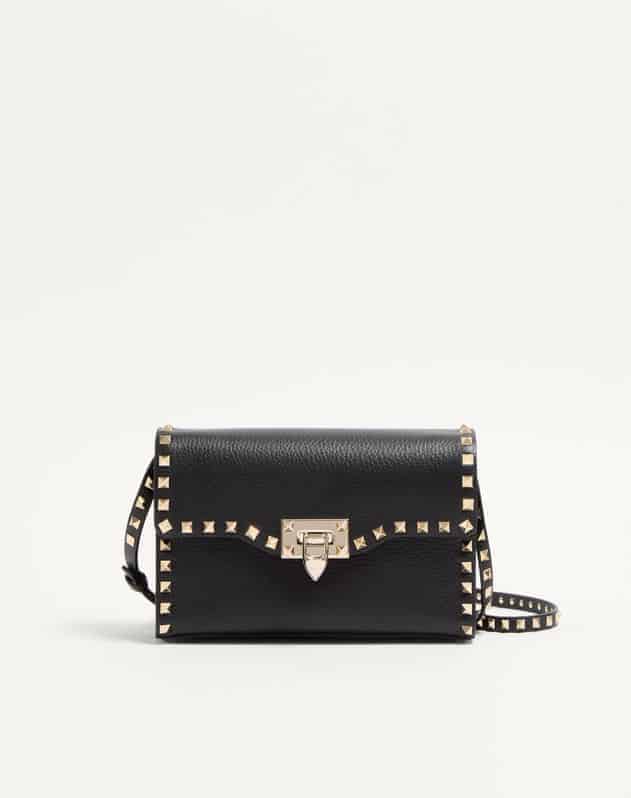 Small Rockstud Grainy Calfskin Crossbody Bag
