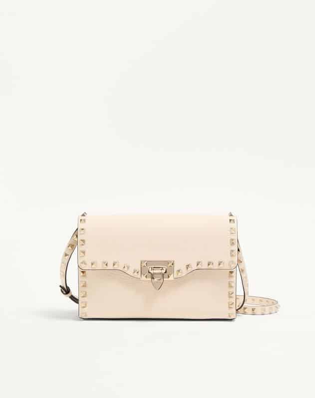 Small Rockstud Grainy Calfskin Crossbody Bag