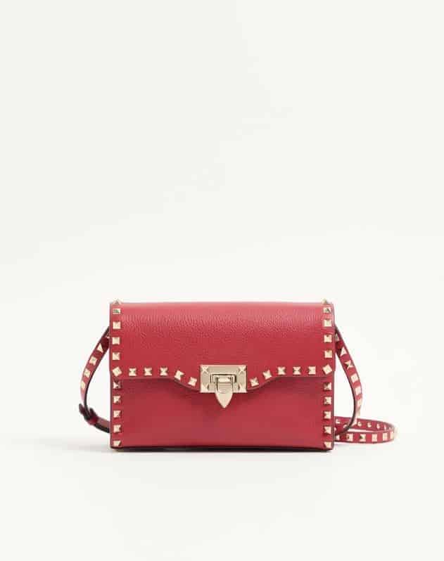 Small Rockstud Grainy Calfskin Crossbody Bag