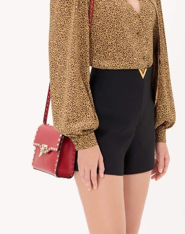 Small Rockstud Grainy Calfskin Crossbody Bag