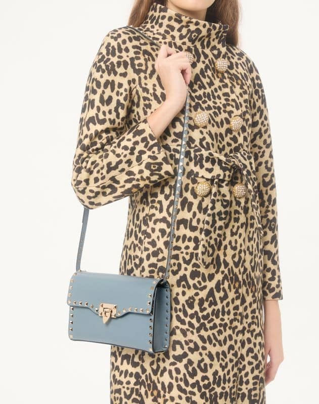 Small Rockstud Grainy Calfskin Crossbody Bag