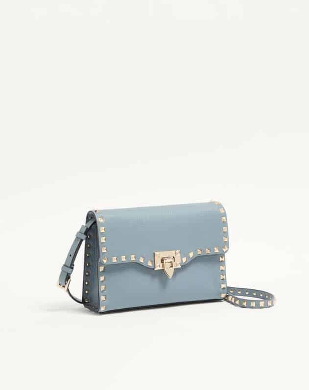 Small Rockstud Grainy Calfskin Crossbody Bag