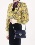 Valentino Garavani Rockstud Small Shoulder Bag In Laminated Calfskin With Cabochon Stones