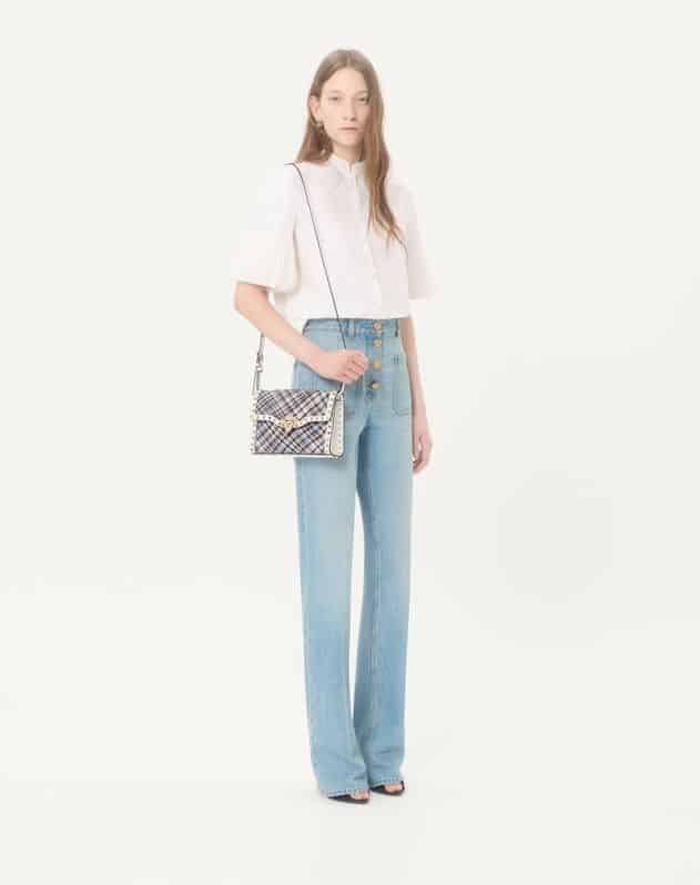 Valentino Garavani Rockstud Small Shoulder Bag In Woven Fabric