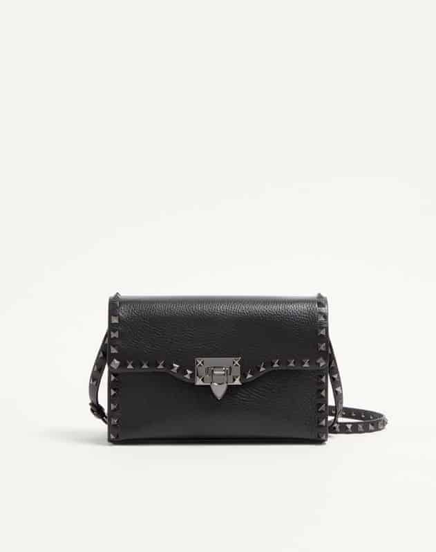 Small Rockstud Grainy Calfskin Crossbody Bag