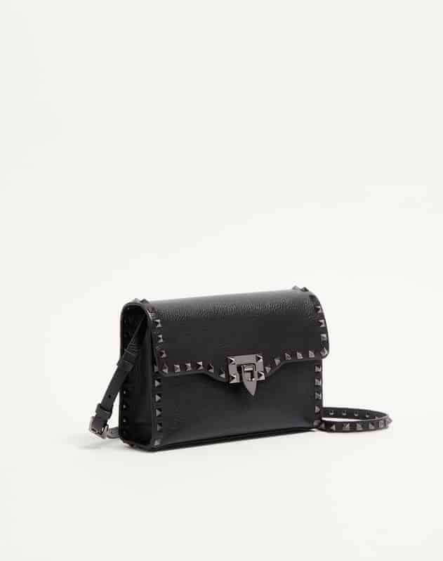 Small Rockstud Grainy Calfskin Crossbody Bag