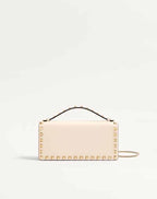 Rockstud Wallet With Chain In Grainy Calfskin