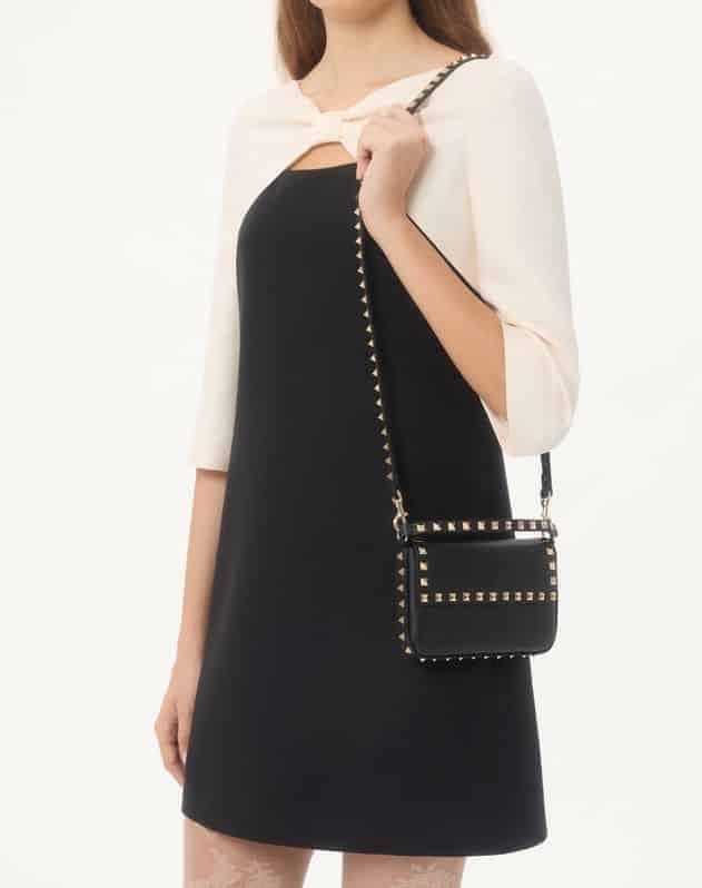 Rockstud Grainy Calfskin Pouch