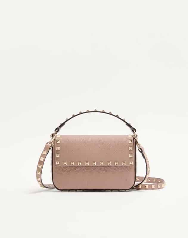 Rockstud Grainy Calfskin Pouch