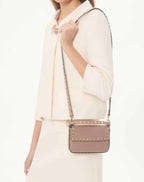 Rockstud Grainy Calfskin Pouch
