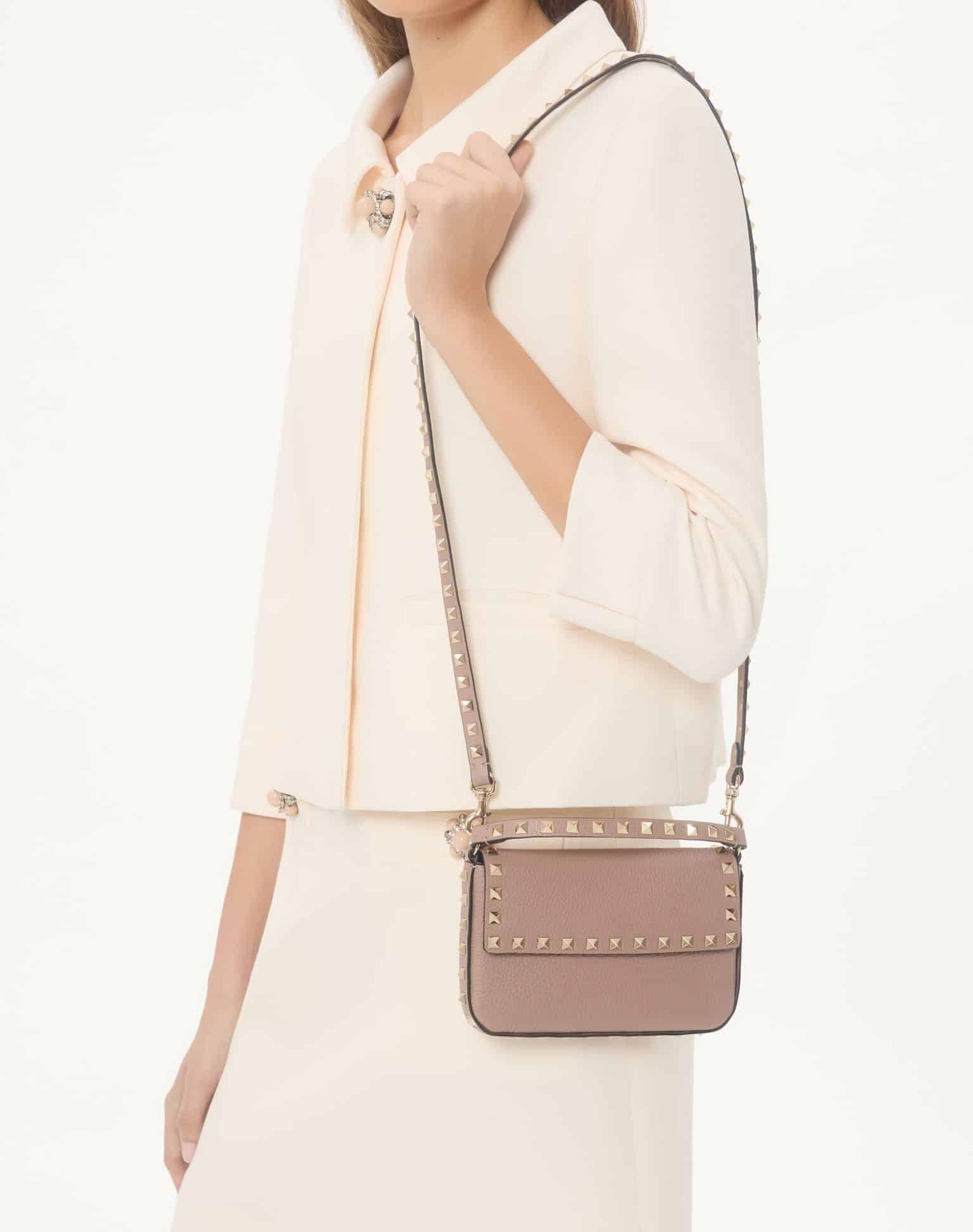 Rockstud Grainy Calfskin Pouch
