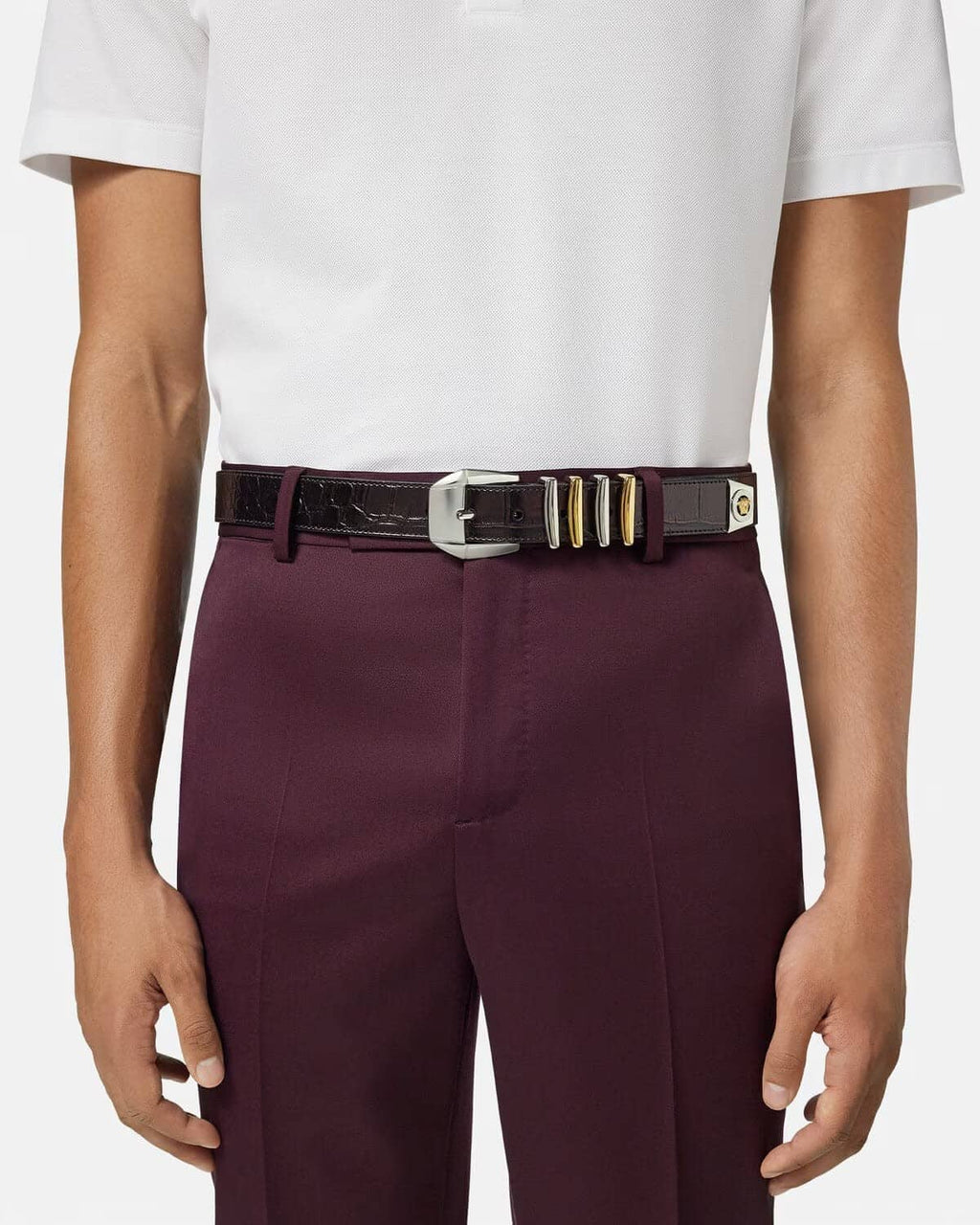 Versace Medusa Heritage Croc-Effect Leather Belt