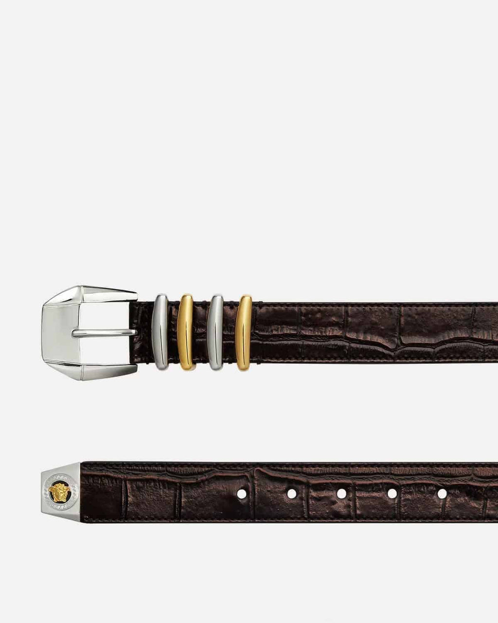 Versace Medusa Heritage Croc-Effect Leather Belt