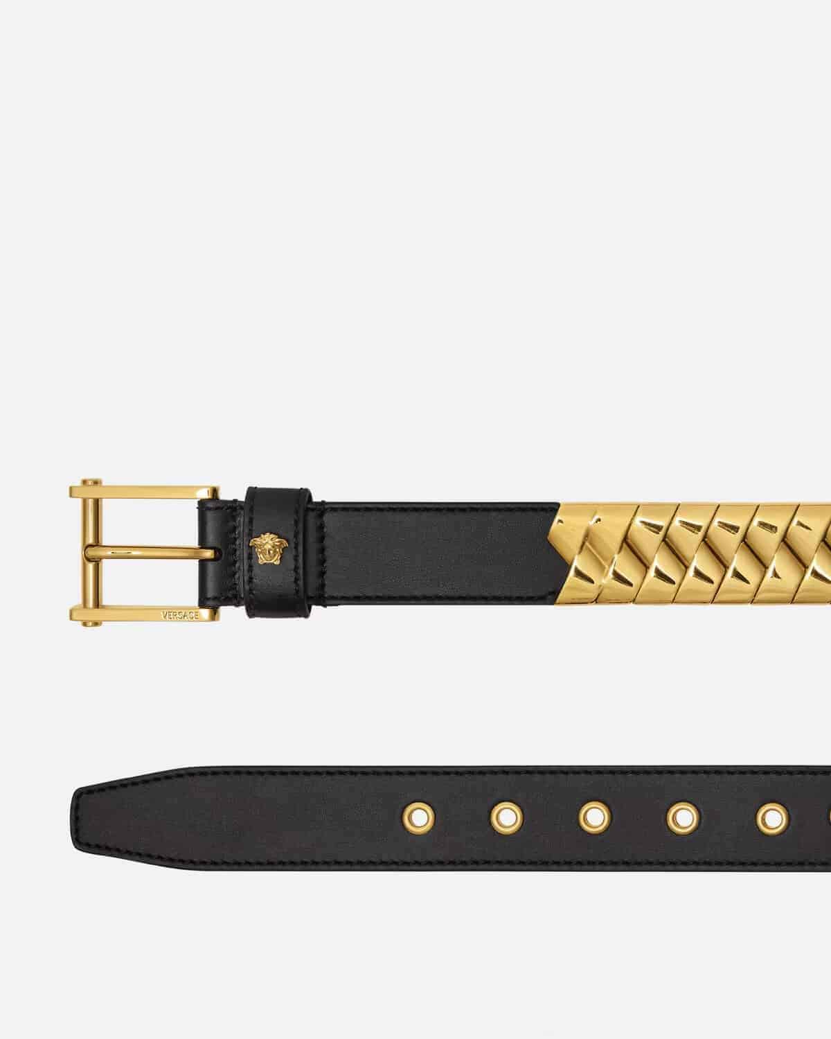 Versace Medusa Braided Leather Belt