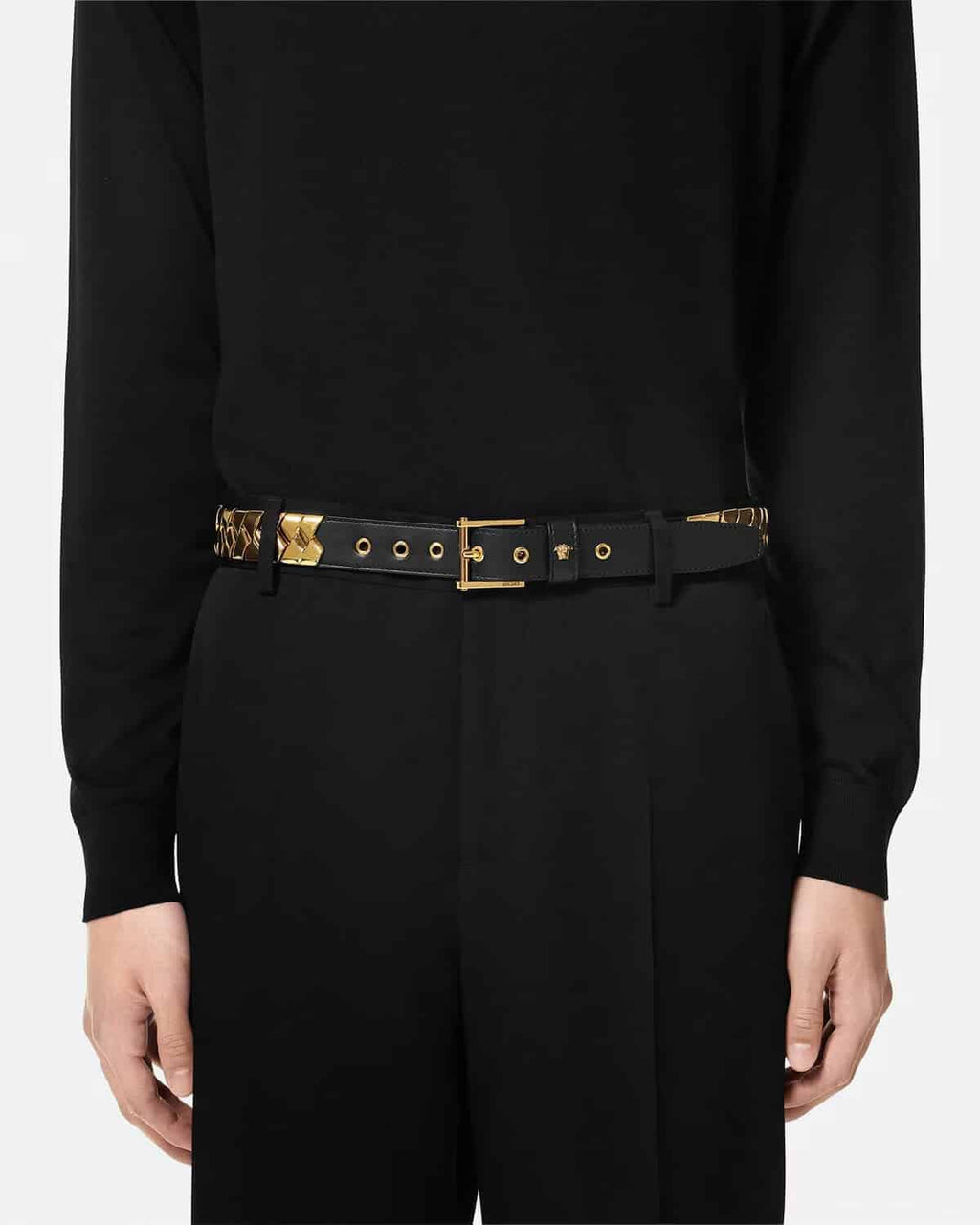 Versace Medusa Braided Leather Belt