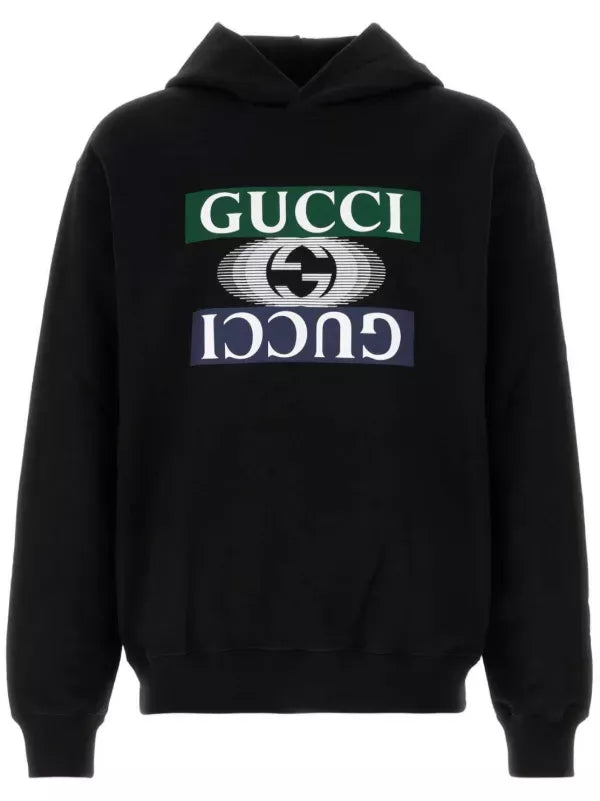Gucci Black Cotton Logo Hoodie