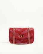 Valentino Garavani Djuna Medium Chain Bag In Suede And Nappa With Chevron Pattern