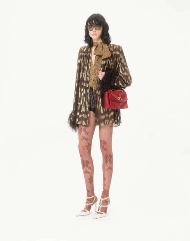 Valentino Garavani Djuna Medium Chain Bag In Suede And Nappa With Chevron Pattern